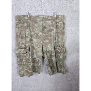 Roundtree & Yorke Cargo Short Mens 42x 12 Army Green Brown Camo Utility Casual
